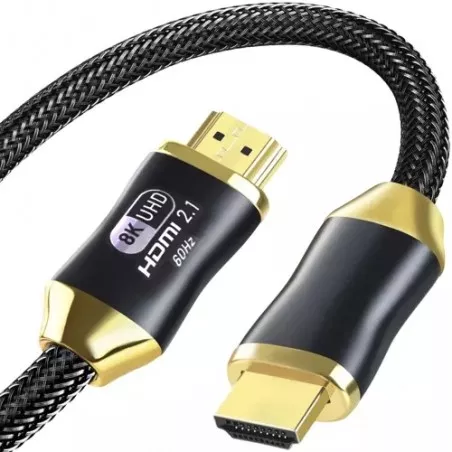 Cablu HDMI 2.1, rezistenta coroziune, 8K/60Hz, 4K/120Hz, 254g, negru/auriu