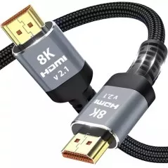 Cablu HDMI 2.0, rezolutie 8K, varfuri placate cu aur, cupru si PVC, negru/gri