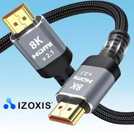 Cablu HDMI 2.0, rezolutie 8K, varfuri placate cu aur, cupru si PVC, negru/gri