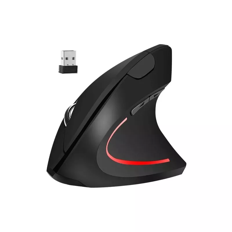 Mouse wireless vertical, 6 butoane, intrare USB, 800/1000/1200DPI, 2,4GHz, 12x7,5x6,5cm, negru