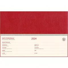 Planner saptamanal cu spira metalica, 30 X 10 cm, coperta piele ecologica, albastru, 2024