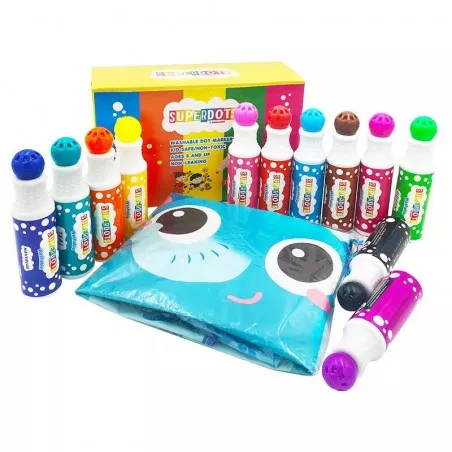 Set 12 carioci Dot Markers, lavabile, uscare rapida, 40 ml, culori diverse