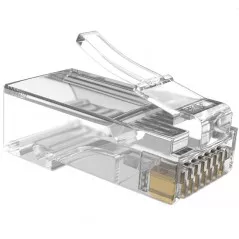 Set 100 mufe RJ45 8P8C, pini placati aur, transparente