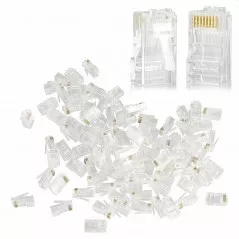 Set 100 mufe RJ45 8P8C, pini placati aur, transparente