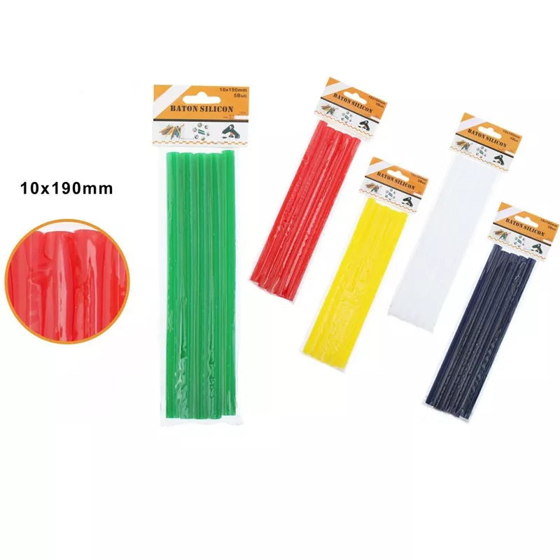 Batoane de silicon colorat, set 5 bucati, diametru 10 mm, lungime 190 mm