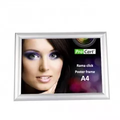 Rama click aluminiu A4, poster frame cu fixare perete, argintie