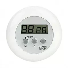 Timer pentru bucatarie afisaj LCD, magnetic, diametru 6.5 cm, alb