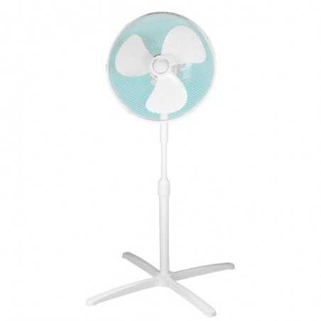 Ventilator de podea, stativ inaltime reglabila 94-124 cm, functie oscilare, inclinare reglabila, 3 trepte viteza, alb