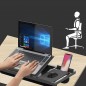 Suport ergonomic laptop, platforma ajustabila in 7 pozitii, stand telefon si stilou, mouse pad, perna genunchi, negru