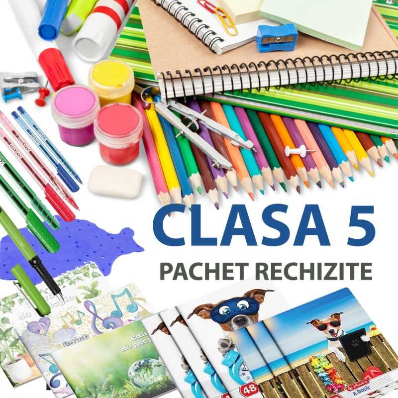 Pachet rechizite scolare pentru clasa 5, set complet pentru elevi, 39 piese