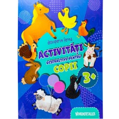 Carte de colorat cu activitati distractive pentru copii, tematica ferma, 3 ani+