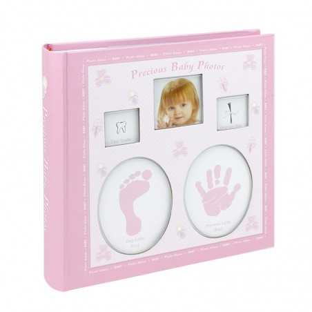 Album foto Baby personalizabil, 200 poze, 10x15, amprente bebelus, cutie, roz, RESIGILAT