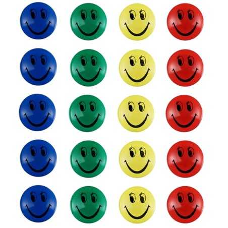 Set 5 magneti pentru tabla magnetica, Smiley Face, diametru 3 cm, diverse culori