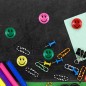 Set 5 magneti pentru tabla magnetica, Smiley Face, diametru 3 cm, diverse culori