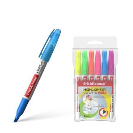 Marker evidentiator, set 6 bucati, scriere 0.6 mm si 4 mm, multicolor