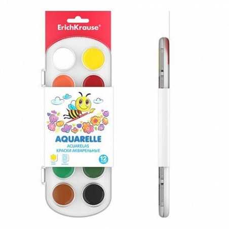 Acuarele semi-uscate cu miere, 12 culori, pensula inclusa, pentru hobby sau scoala