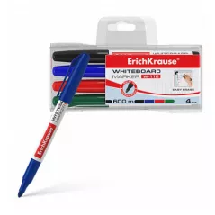 Set 4 markere pentru whiteboard, grosime scriere 0.8-2.20 mm, rosu, verde, negru, albastru