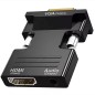 Convertor VGA D-SUB - HDMI 1.3, cablu jack inclus, full HD, 5V, negru